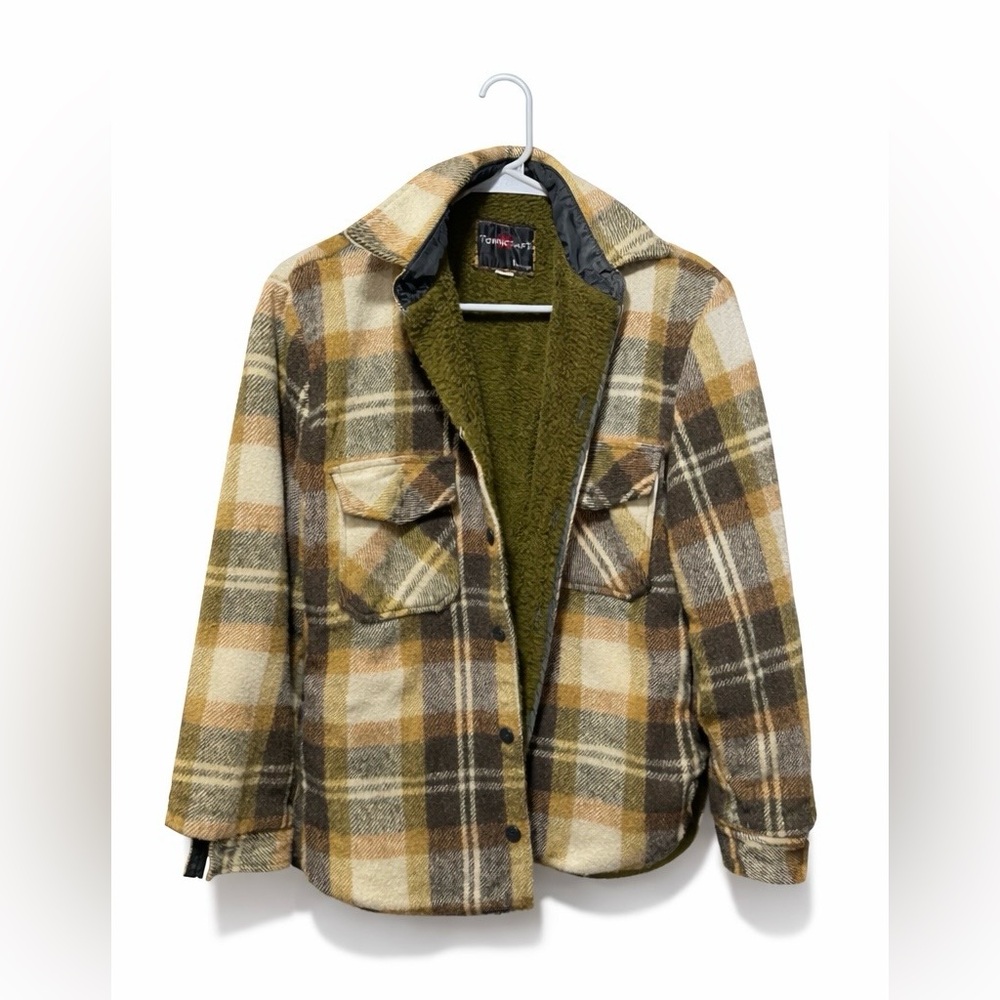 ❄️Vintage 1960s-1970s Towncraft by Penneys Plaid Sherpa Lined Jacket Coat